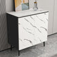Stone Top Sideboard Contemporary Sideboard with Door and Drawer for Dining Room 31"L x 16"W x 35"H Black White Wavy Striped Clearhalo 'buffet_sideboard' 'Buffets & Sideboards' 'furn' 'furn_buffet_sideboard' 'Furniture' 'Kitchen & Dining Furniture' 5544636