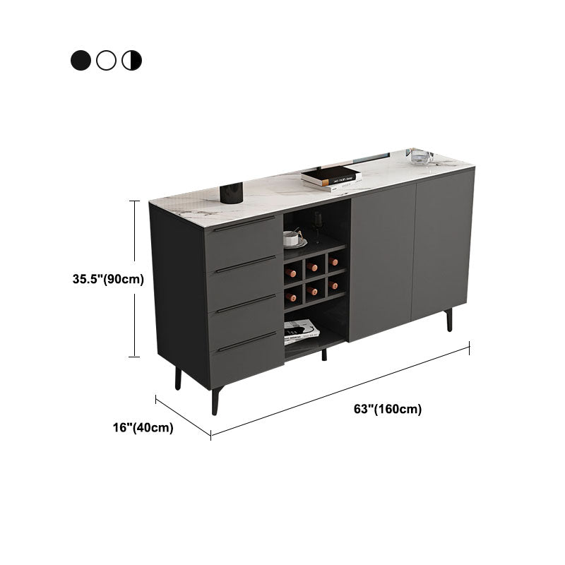 Stone Top Sideboard Contemporary Sideboard with Door and Drawer for Dining Room Clearhalo 'buffet_sideboard' 'Buffets & Sideboards' 'furn' 'furn_buffet_sideboard' 'Furniture' 'Kitchen & Dining Furniture' 5544639