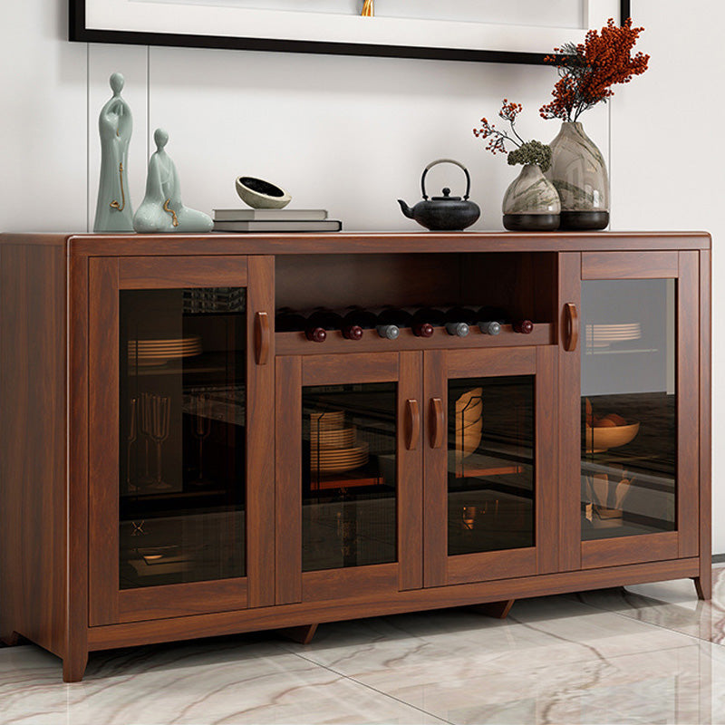 Contemporary Side Board Brown Engineered Wood Sideboard for Dining Room 60"L x 16"W x 32"H Clearhalo 'buffet_sideboard' 'Buffets & Sideboards' 'furn' 'furn_buffet_sideboard' 'Furniture' 'Kitchen & Dining Furniture' 5544802