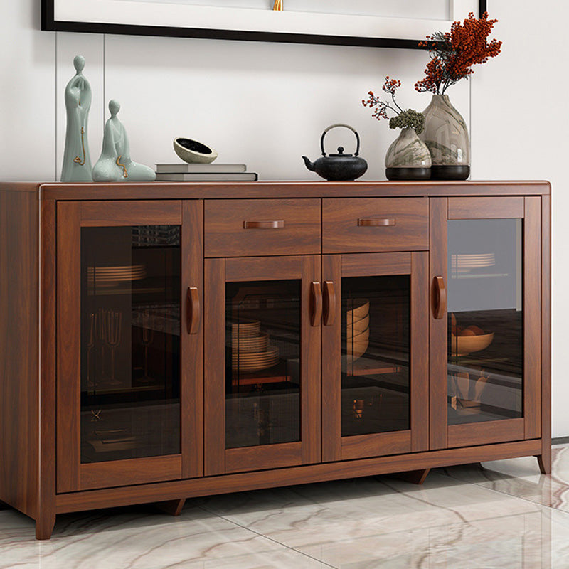 Contemporary Side Board Brown Engineered Wood Sideboard for Dining Room 63"L x 16"W x 32"H Clearhalo 'buffet_sideboard' 'Buffets & Sideboards' 'furn' 'furn_buffet_sideboard' 'Furniture' 'Kitchen & Dining Furniture' 5544804