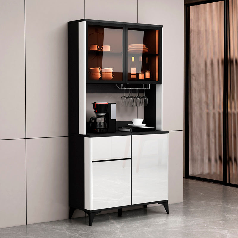 Contemporary Side Board Engineered Wood Sideboard for Kitchen 31"L x 16"W x 79"H White Clearhalo 'buffet_sideboard' 'Buffets & Sideboards' 'furn' 'furn_buffet_sideboard' 'Furniture' 'Kitchen & Dining Furniture' 5544870