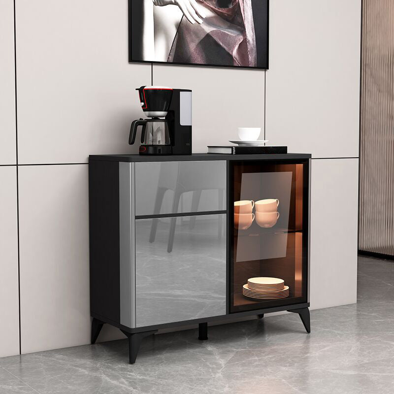 Contemporary Side Board Engineered Wood Sideboard for Kitchen 31"L x 16"W x 35"H Grey Clearhalo 'buffet_sideboard' 'Buffets & Sideboards' 'furn' 'furn_buffet_sideboard' 'Furniture' 'Kitchen & Dining Furniture' 5544876