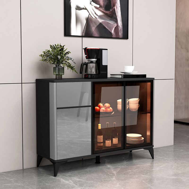 Contemporary Side Board Engineered Wood Sideboard for Kitchen Grey Clearhalo 'buffet_sideboard' 'Buffets & Sideboards' 'furn' 'furn_buffet_sideboard' 'Furniture' 'Kitchen & Dining Furniture' 5544879