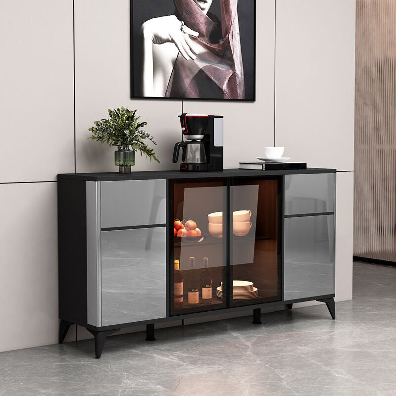 Contemporary Side Board Engineered Wood Sideboard for Kitchen Grey Clearhalo 'buffet_sideboard' 'Buffets & Sideboards' 'furn' 'furn_buffet_sideboard' 'Furniture' 'Kitchen & Dining Furniture' 5544880