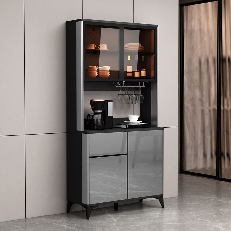 Contemporary Side Board Engineered Wood Sideboard for Kitchen 31"L x 16"W x 79"H Grey Clearhalo 'buffet_sideboard' 'Buffets & Sideboards' 'furn' 'furn_buffet_sideboard' 'Furniture' 'Kitchen & Dining Furniture' 5544881