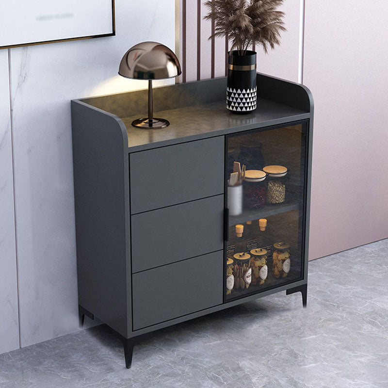 Modern Engineered Wood Sideboard Buffet 31.5"L 3-Drawer Dining Room Buffet Server Black-Gray Clearhalo 'buffet_sideboard' 'Buffets & Sideboards' 'furn' 'furn_buffet_sideboard' 'Furniture' 'Kitchen & Dining Furniture' 5544971