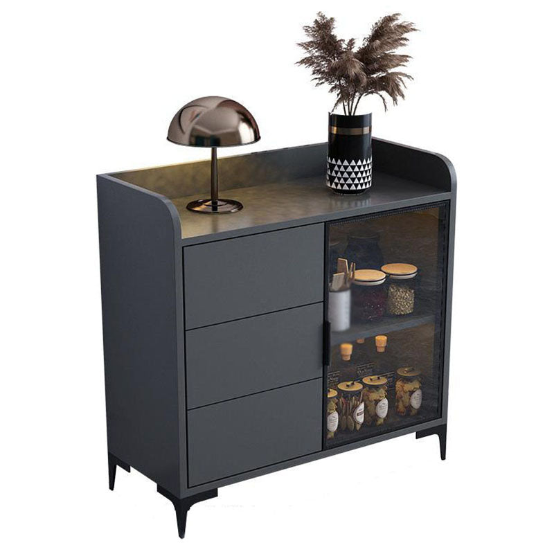 Modern Engineered Wood Sideboard Buffet 31.5"L 3-Drawer Dining Room Buffet Server Clearhalo 'buffet_sideboard' 'Buffets & Sideboards' 'furn' 'furn_buffet_sideboard' 'Furniture' 'Kitchen & Dining Furniture' 5544974