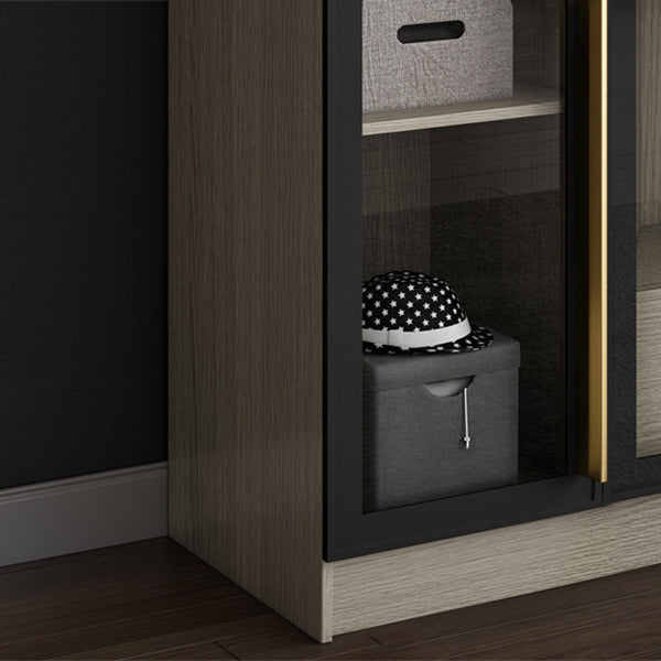 Kleiderschrank im zeitgenössischen Stil grauer Farbglasgarderobe Schrank