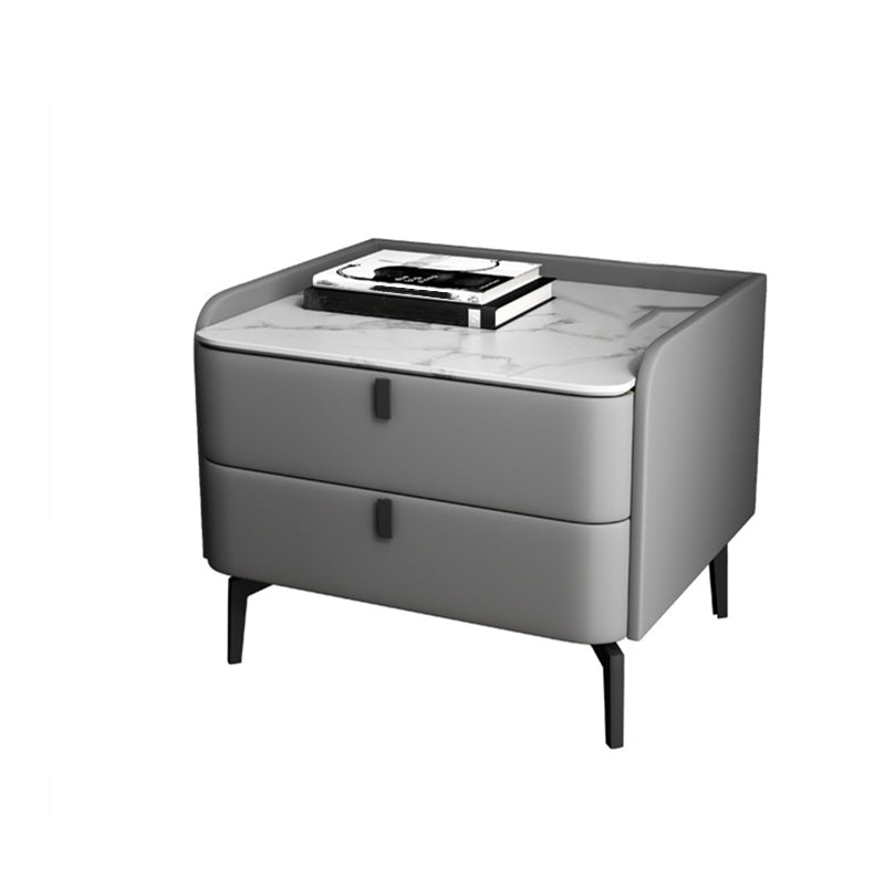 Glam Glam 2 Drawer Stone Stone Top Boing Mots en bois massif Comprend la table de chevet de lit