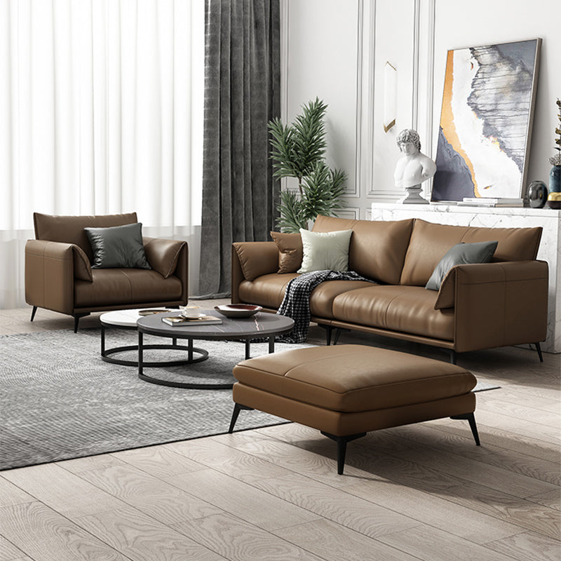 Contemporary Brown Cushions Standard Pillow Top Arm Stain Resistant Sofa Clearhalo 'furn' 'furn_sofas' 'Furniture' 'Living Room Furniture' 'Sofa' 'sofas' 5545399
