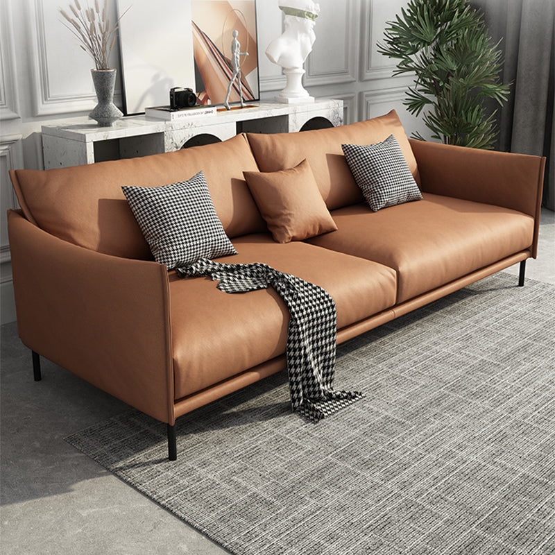 Hedendaagse donkerbruine kussens Standaard vierkante arm Stationaire bank