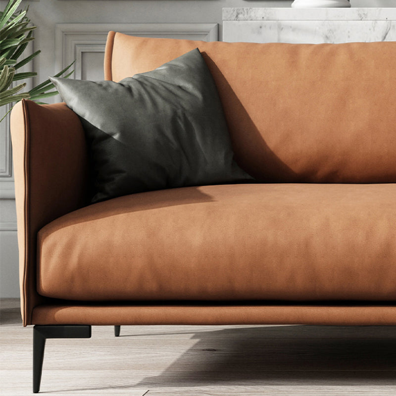 Hedendaagse donkerbruine kussens Standaard vierkante arm Stationaire bank