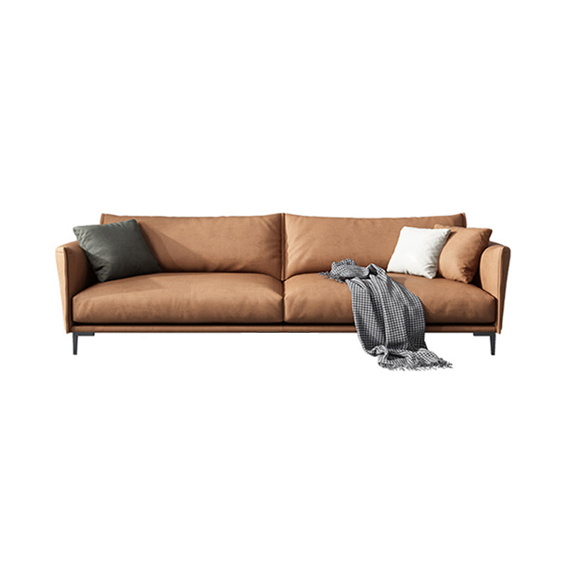 Hedendaagse donkerbruine kussens Standaard vierkante arm Stationaire bank