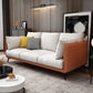 Glam Cushions Standard Pillow Top Arm 3-seater Faux Leather Sofa Orange White Clearhalo 'furn' 'furn_sofas' 'Furniture' 'Living Room Furniture' 'Sofa' 'sofas' 5545622