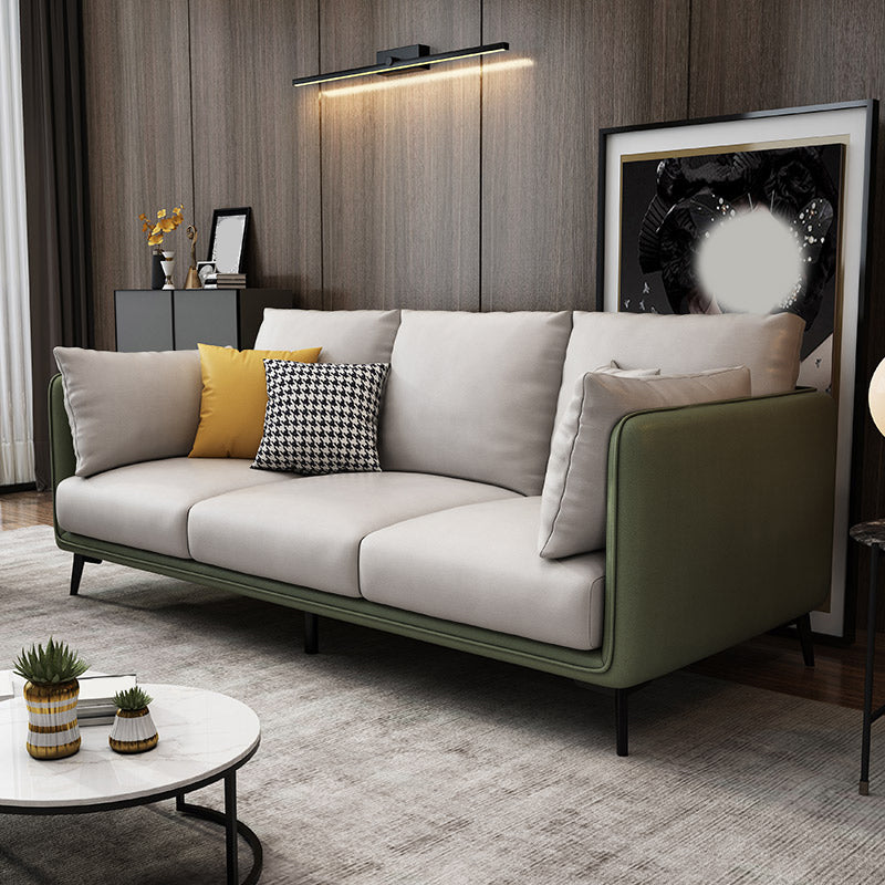 Glam Cushions Standard Pillow Top Arm 3-seater Faux Leather Sofa Blackish Green Clearhalo 'furn' 'furn_sofas' 'Furniture' 'Living Room Furniture' 'Sofa' 'sofas' 5545623