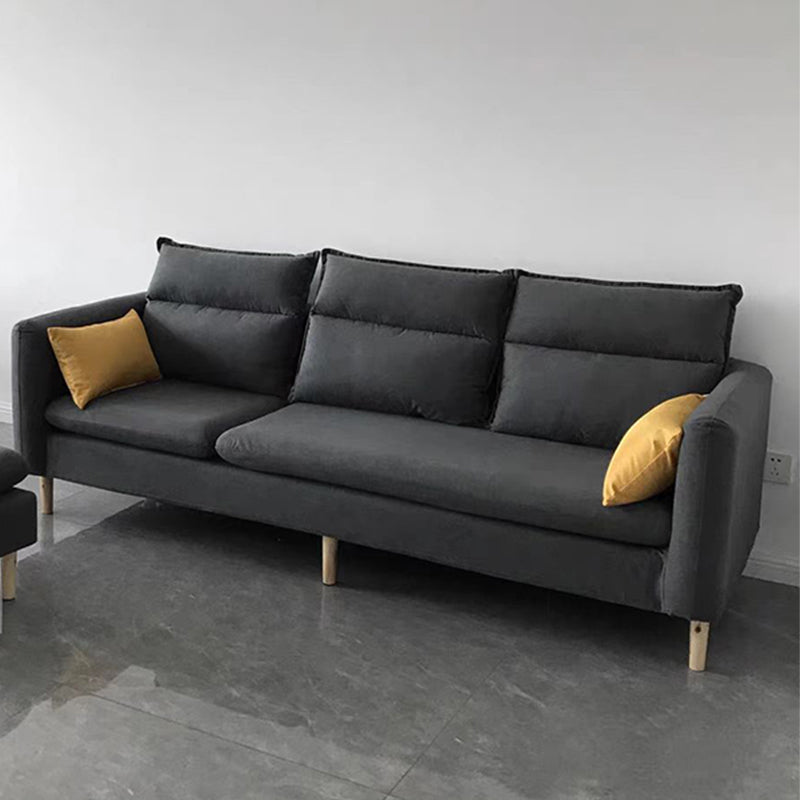 3/4 plazas 27.5 "H Lino Sofá de brazo cuadrado de color sólido para sala de estar
