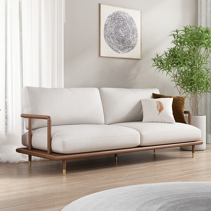 Leinen moderne Einbausofa Standard -Holzsofa für Wohnzimmer, Wohnung