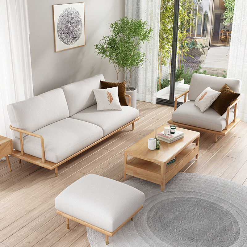 Leinen moderne Einbausofa Standard -Holzsofa für Wohnzimmer, Wohnung