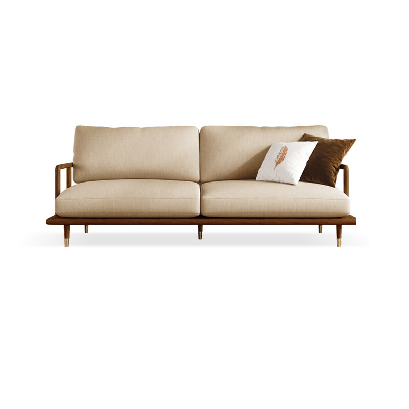 Leinen moderne Einbausofa Standard -Holzsofa für Wohnzimmer, Wohnung