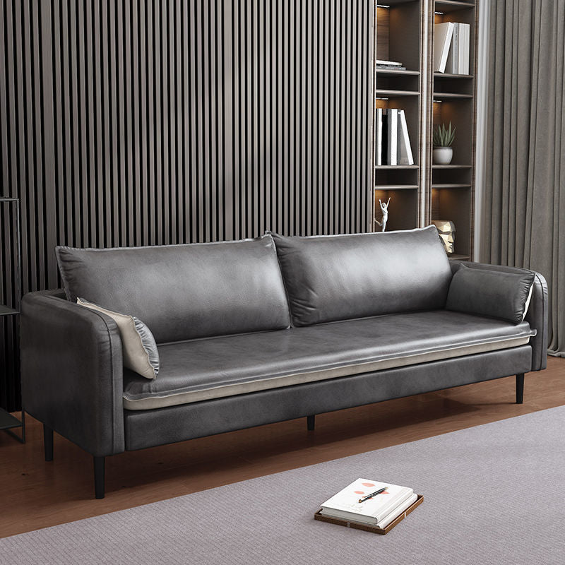 Sofá de brazo cuadrado de cuero moderno de 30,7 "H Mid Century para sala de estar para sala de estar