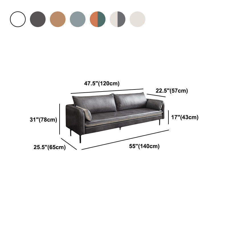 Sofá de brazo cuadrado de cuero moderno de 30,7 "H Mid Century para sala de estar para sala de estar