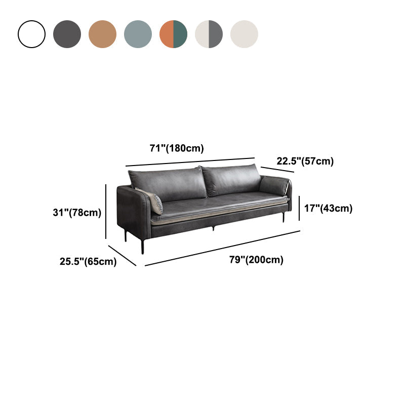 Sofá de brazo cuadrado de cuero moderno de 30,7 "H Mid Century para sala de estar para sala de estar