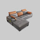 Gray Genuine Leather Sectional Sofa with Storage Bag Adjustable Sofa