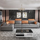 Gray Genuine Leather Sectional Sofa with Storage Bag Adjustable Sofa