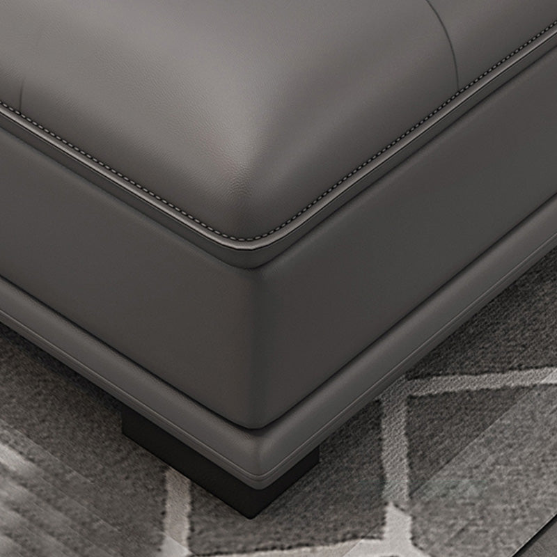 Gray Genuine Leather Sectional Sofa with Storage Bag Adjustable Sofa
