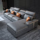 Dark Gray Faux Leather Sectional Sofa Stain-Resistant Sofa for Living Room