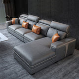 Dark Gray Faux Leather Sectional Sofa Stain-Resistant Sofa for Living Room Clearhalo 'furn' 'furn_sectionals' 'Furniture' 'Living Room Furniture' 'Sectionals' 5545781