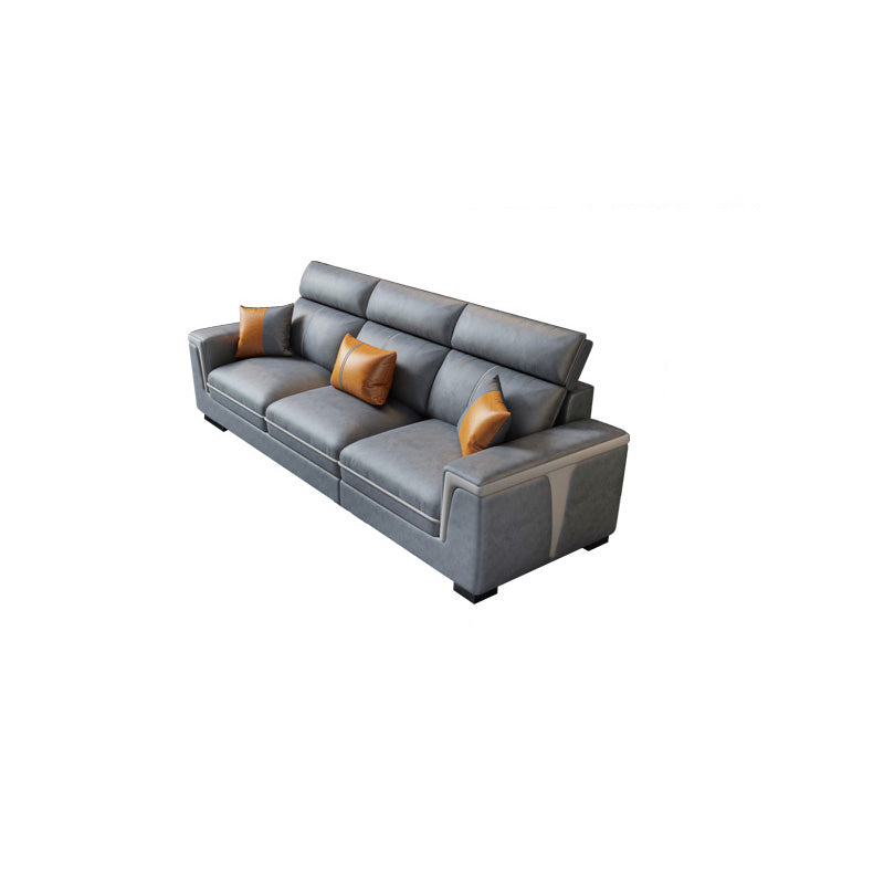 Dark Gray Faux Leather Sectional Sofa Stain-Resistant Sofa for Living Room 87"L x 35"W x 37"H Clearhalo 'furn' 'furn_sectionals' 'Furniture' 'Living Room Furniture' 'Sectionals' 5545783