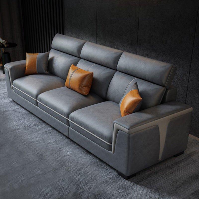 Dark Gray Faux Leather Sectional Sofa Stain-Resistant Sofa for Living Room Clearhalo 'furn' 'furn_sectionals' 'Furniture' 'Living Room Furniture' 'Sectionals' 5545786