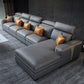 Dark Gray Faux Leather Sectional Sofa Stain-Resistant Sofa for Living Room