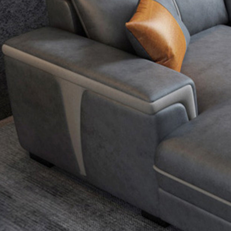 Dark Gray Faux Leather Sectional Sofa Stain-Resistant Sofa for Living Room