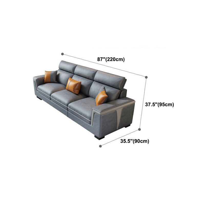 Dark Gray Faux Leather Sectional Sofa Stain-Resistant Sofa for Living Room