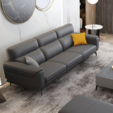 Modern Tufted Tight Back Genuine Leather Sectionals, 36" Sectional Sofa in Kingston Gray Clearhalo 'furn' 'furn_sectionals' 'Furniture' 'Living Room Furniture' 'Sectionals' 5545828