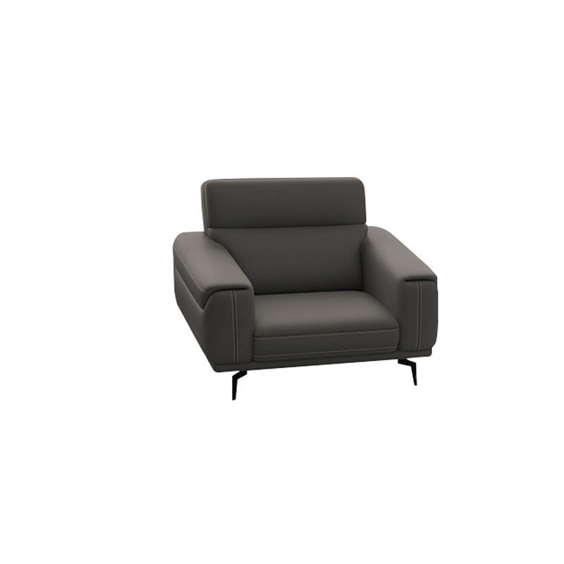 Modern Tufted Tight Back Genuine Leather Sectionals, 36" Sectional Sofa in Kingston Gray 41"L x 33"W x 36"H Horizontal Clearhalo 'furn' 'furn_sectionals' 'Furniture' 'Living Room Furniture' 'Sectionals' 5545833