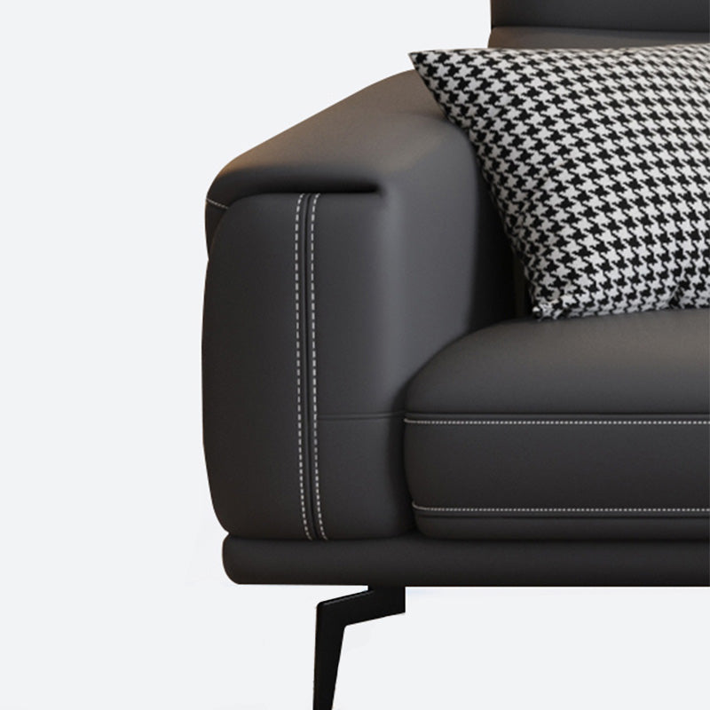 Modern Tufted Tight Back Genuine Leather Sectionals, 36" Sectional Sofa in Kingston Gray Clearhalo 'furn' 'furn_sectionals' 'Furniture' 'Living Room Furniture' 'Sectionals' 5545836