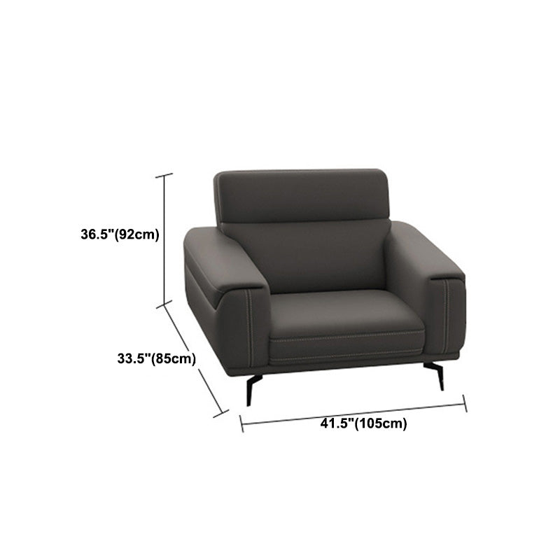 Modern Tufted Tight Back Genuine Leather Sectionals, 36" Sectional Sofa in Kingston Gray Clearhalo 'furn' 'furn_sectionals' 'Furniture' 'Living Room Furniture' 'Sectionals' 5545840