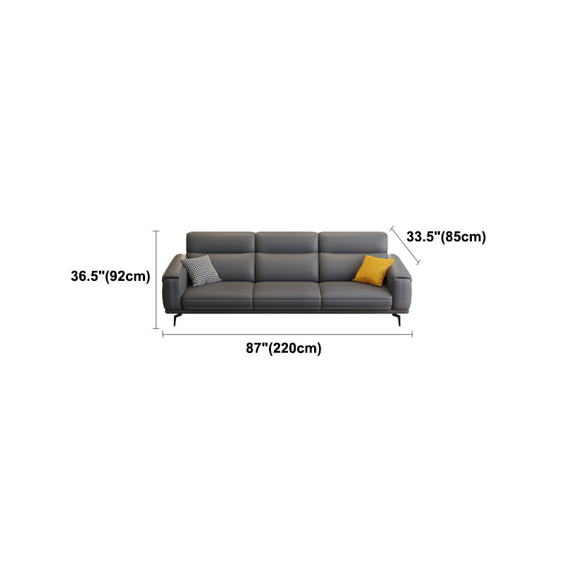 Modern Tufted Tight Back Genuine Leather Sectionals, 36" Sectional Sofa in Kingston Gray Clearhalo 'furn' 'furn_sectionals' 'Furniture' 'Living Room Furniture' 'Sectionals' 5545841
