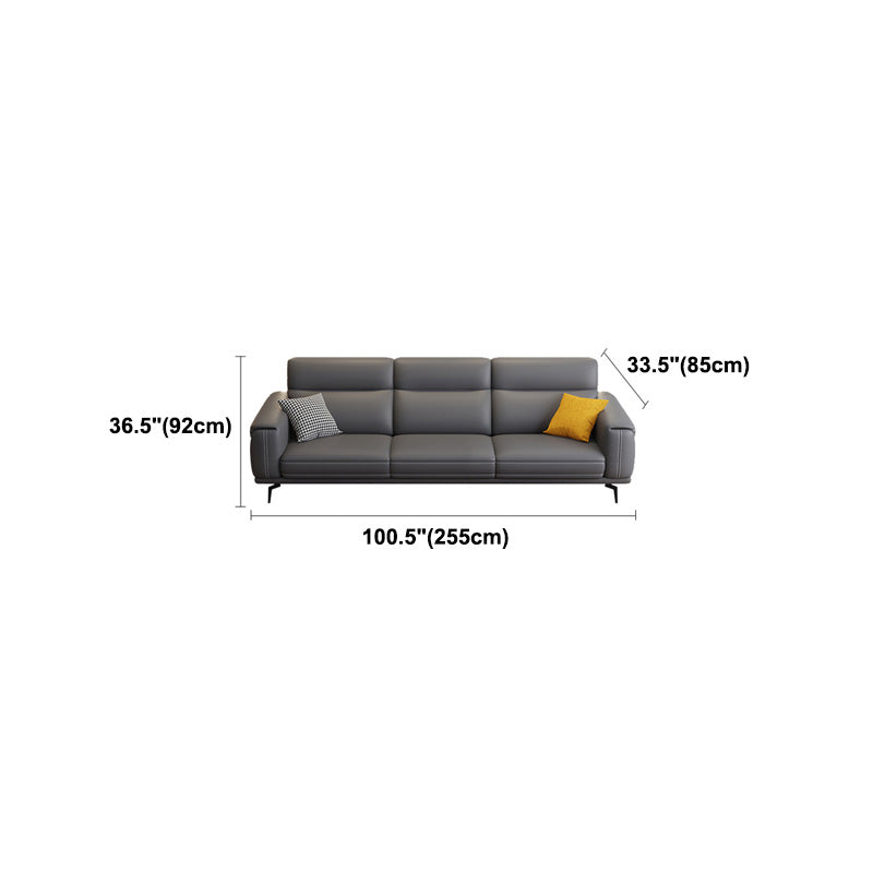 Modern Tufted Tight Back Genuine Leather Sectionals, 36" Sectional Sofa in Kingston Gray Clearhalo 'furn' 'furn_sectionals' 'Furniture' 'Living Room Furniture' 'Sectionals' 5545842