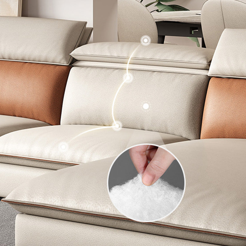 Canapé-canapé sectionnel beige en cuir en cuir beige pour le salon