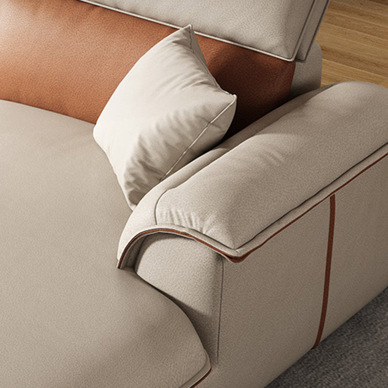 Canapé-canapé sectionnel beige en cuir en cuir beige pour le salon