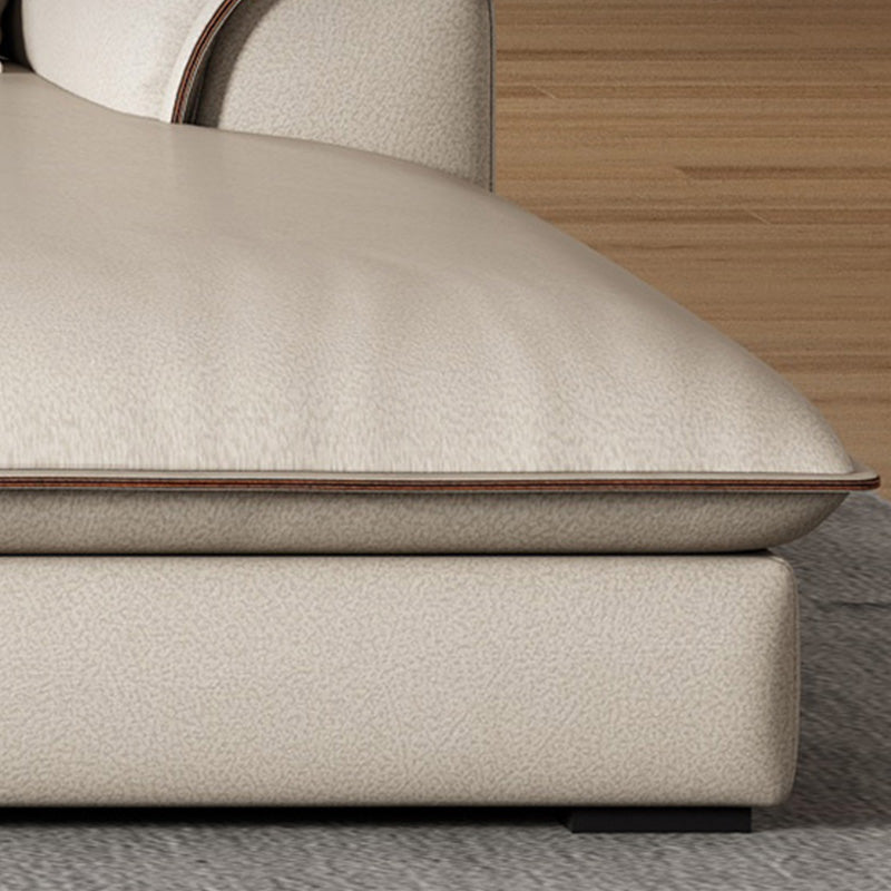 Canapé-canapé sectionnel beige en cuir en cuir beige pour le salon