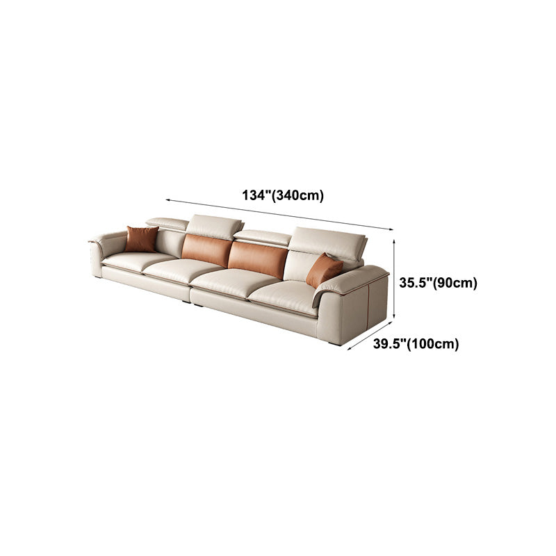 Canapé-canapé sectionnel beige en cuir en cuir beige pour le salon