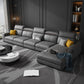 Dark Gray Faux Leather Sectional Sofa 35.43" Tall  Stain-Resistant Sofa