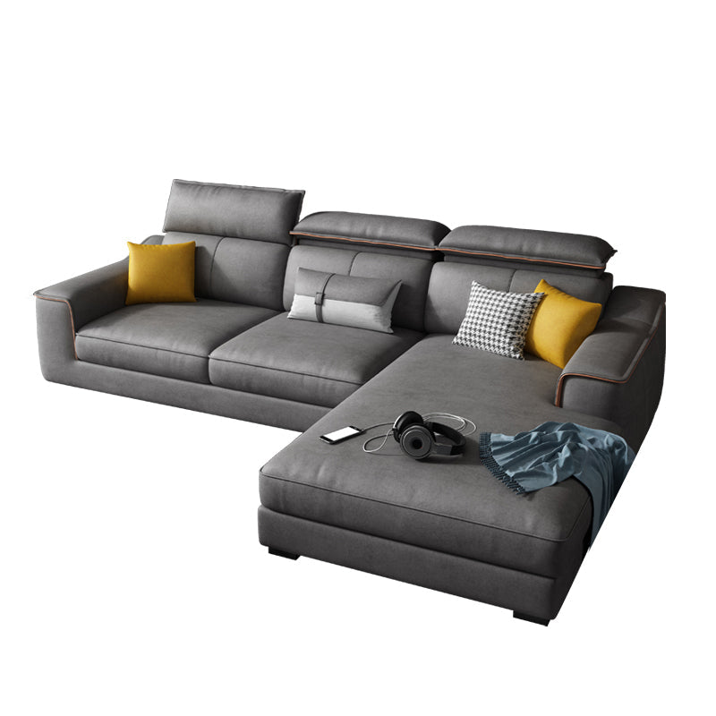 Dark Gray Faux Leather Sectional Sofa 35.43" Tall  Stain-Resistant Sofa