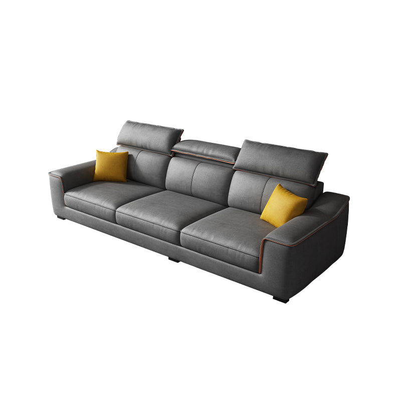 Dark Gray Faux Leather Sectional Sofa 35.43" Tall  Stain-Resistant Sofa