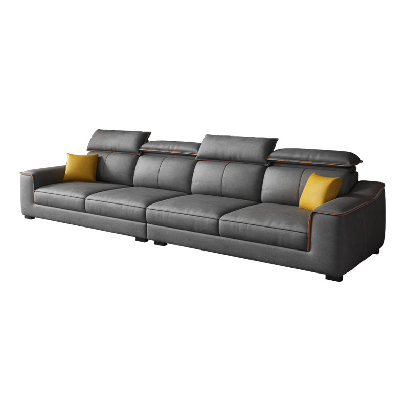 Dark Gray Faux Leather Sectional Sofa 35.43" Tall  Stain-Resistant Sofa